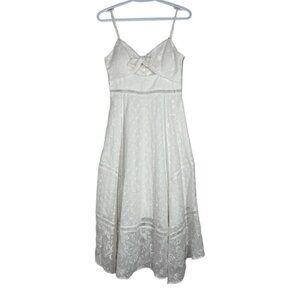 Forever New White Lace Embroidery Midi Dress Sleeveless size 4